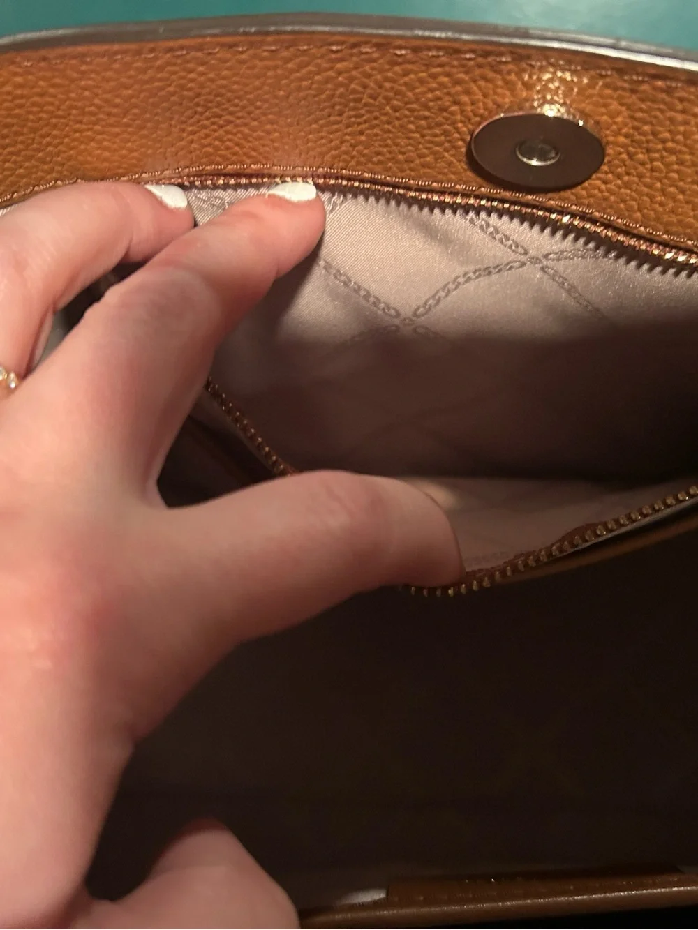 Michael Kors Brown/Tan Leather Purse with Detachable Strap